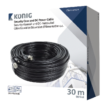 SAS-CABLE1030B Cctv kabel bnc / dc 30.0 m Verpakking foto